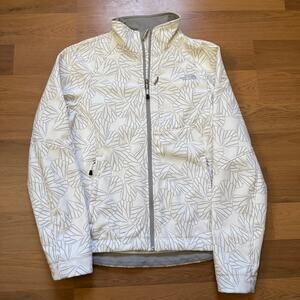 Women's The North Face Apex Bionic White Gray Floral Soft Shell Jacket Sz Medium